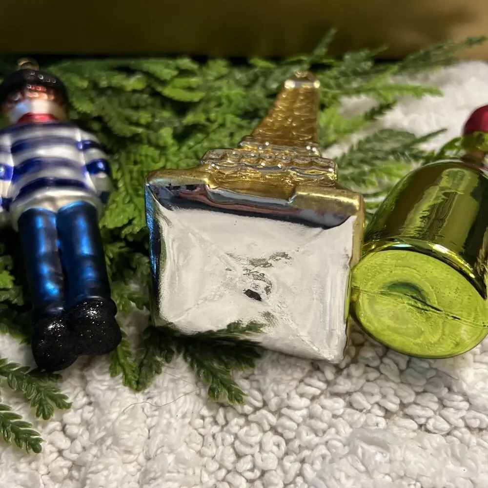 World Market Glass Christmas Ornaments Paris France Eiffel Tower Champagne Art